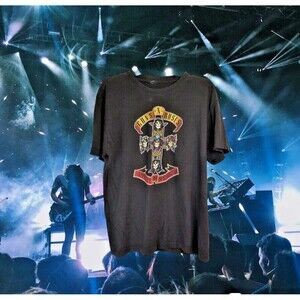 Guns & Roses Band T-Shirt Black Appetite For Destruction Skulls Rock Unisex XL ?